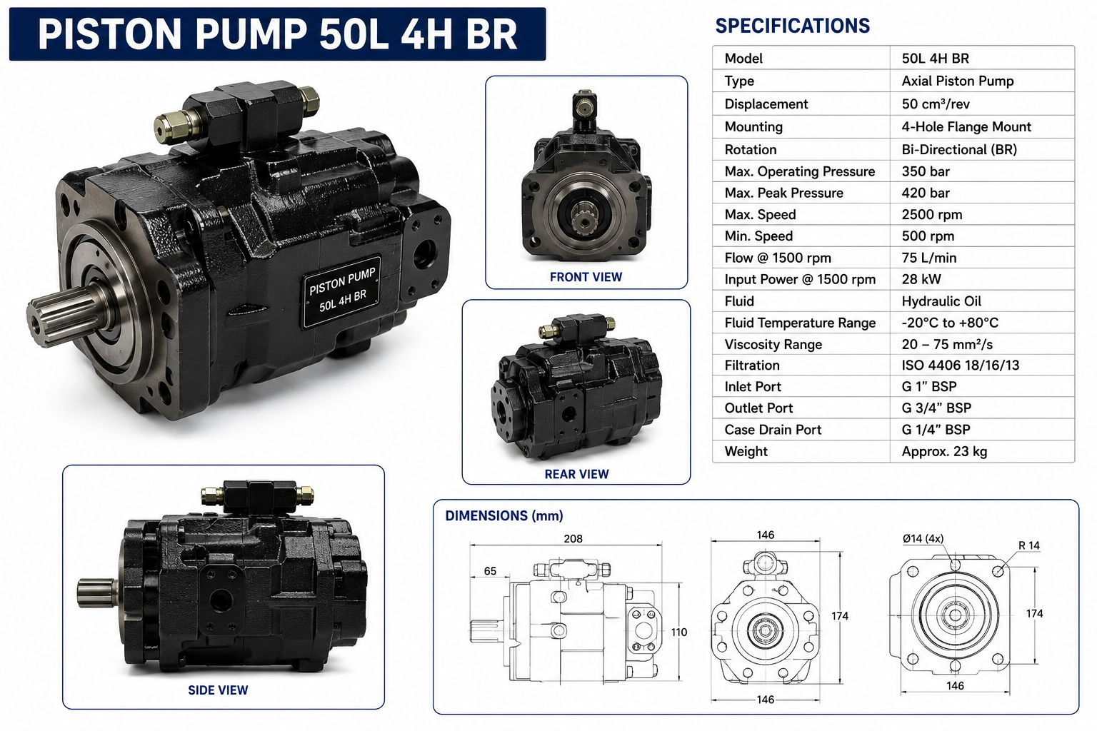 PISTON PUMP 50L 4H BR