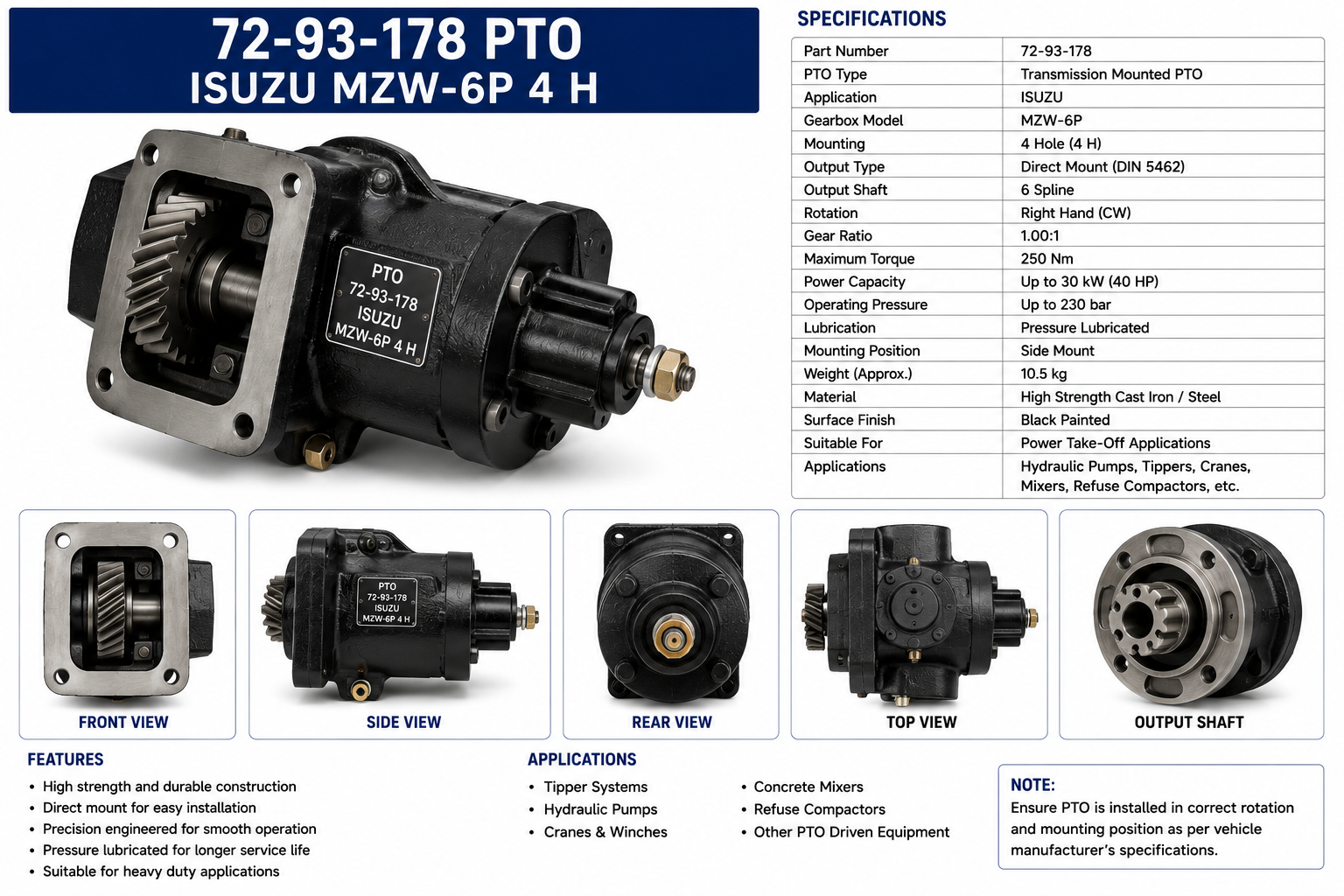 PTO ISUZU MZW-6P 4 H