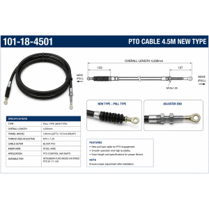 PTO CABLE 4.5M NEW TYPE