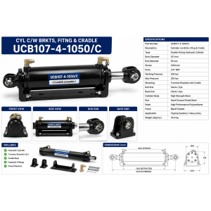 CYL C/W BRKTS, FITNG & CRADLE UCB107-4-1050/C