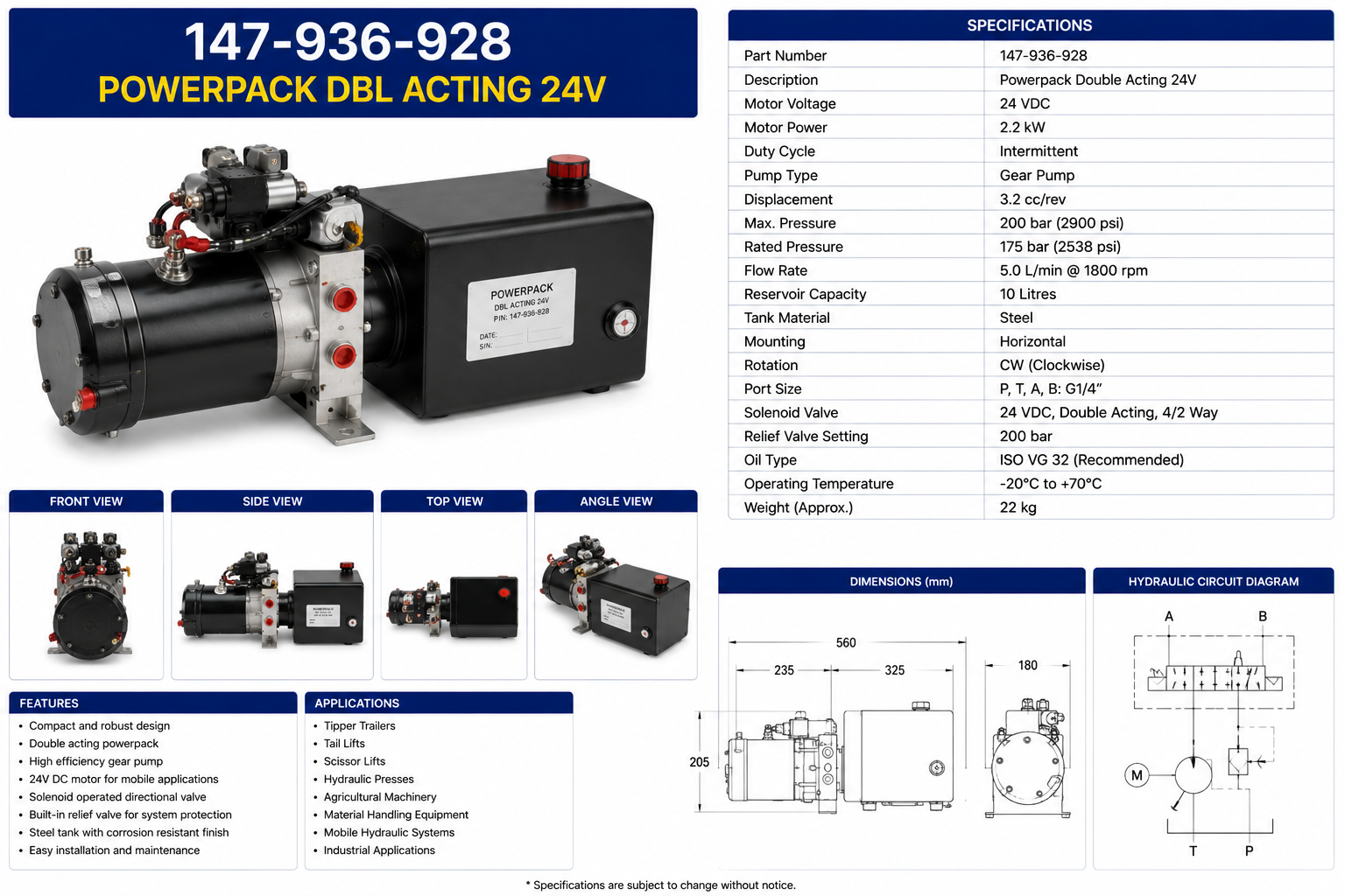 POWERPACK DBL ACTING 24V-147-936-928