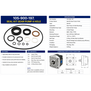 SEAL KIT GEAR PUMP 4 HOLE- 105-900-197